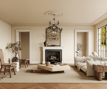 American Style Wabi-sabi Style A Living Room-ID:611366991