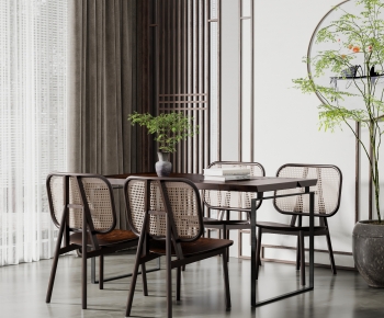 New Chinese Style Dining Table And Chairs-ID:639065984