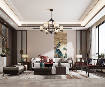 New Chinese Style A Living Room-ID:568274977