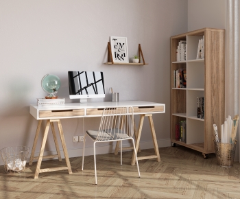 Modern Computer Desk And Chair-ID:451862109