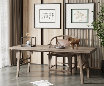 New Chinese Style Computer Desk And Chair-ID:674046046