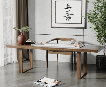 New Chinese Style Computer Desk And Chair-ID:461510905