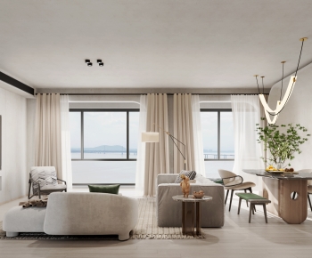 Modern Wabi-sabi Style A Living Room-ID:734005933