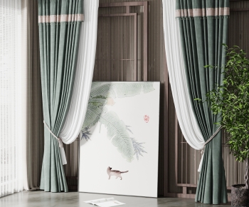 新中式窗帘挂画-ID:390772104