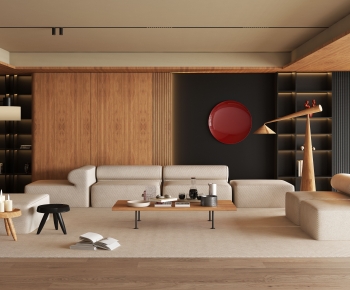 Modern Wabi-sabi Style A Living Room-ID:401736976