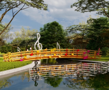 现代音乐雕塑景观桥-ID:677700047