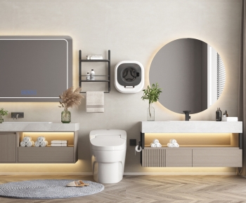 现代卫浴柜壁挂式洗衣机，智能镜，组合-ID:754702095