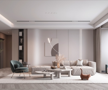 Modern Wabi-sabi Style A Living Room-ID:696646931