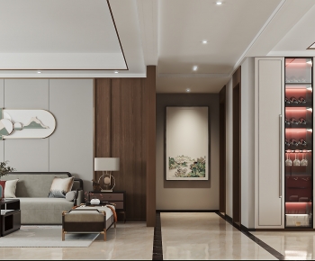 New Chinese Style A Living Room-ID:662261962