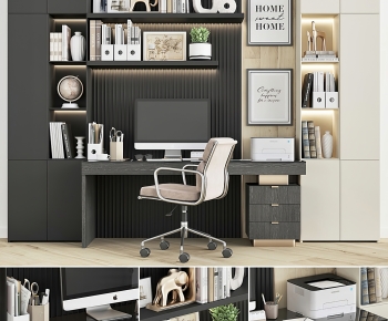 Modern Computer Desk And Chair-ID:546246059