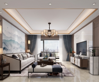 New Chinese Style A Living Room-ID:457930096