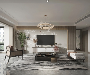 New Chinese Style A Living Room-ID:104698908
