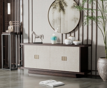 New Chinese Style Entrance Cabinet-ID:489440923