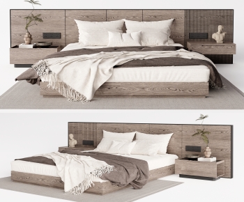 Wabi-sabi Style Double Bed-ID:443579914