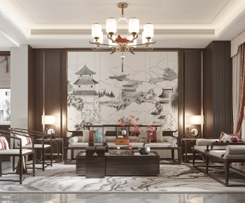 New Chinese Style A Living Room-ID:917999986