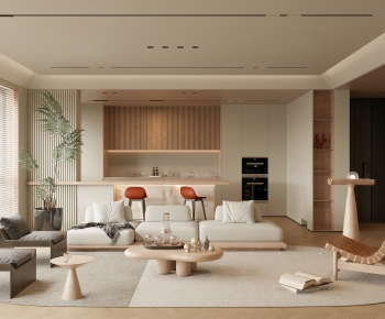 Modern Wabi-sabi Style A Living Room-ID:697493084