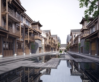 中式古建商业街3D模型