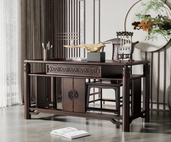 Chinese Style Computer Desk And Chair-ID:918029071