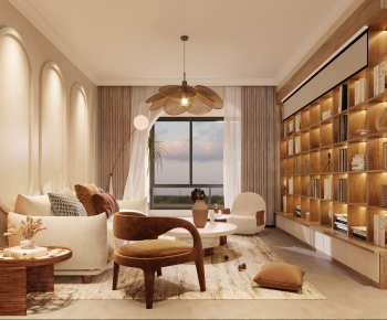 Modern Wabi-sabi Style A Living Room-ID:268127928