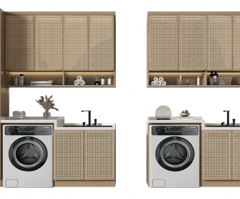 Wabi-sabi Style Laundry Cabinet-ID:432786944