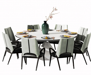 新中式圆形餐桌椅-ID:992240943