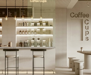 现代侘寂风咖啡厅3D模型