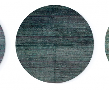 现代深绿色抽象图案圆形地毯-ID:794677023