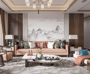 New Chinese Style A Living Room-ID:427889118