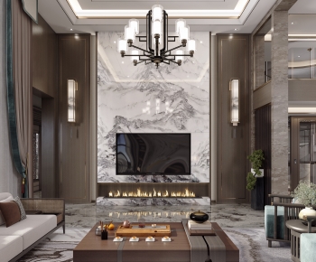 New Chinese Style A Living Room-ID:468183991