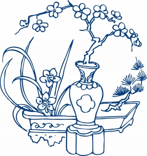 古代青花瓷图案花纹中国风图案-ID:257332094