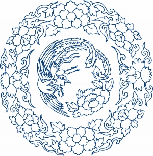 古代青花瓷图案花纹中国风图案-ID:570015918