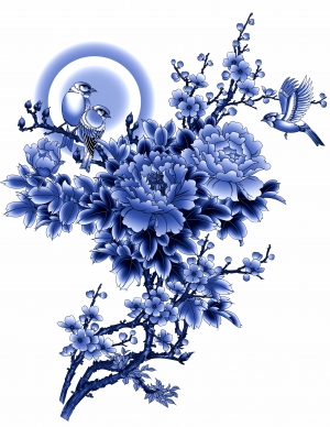 古代青花瓷图案花纹中国风图案-ID:611857891
