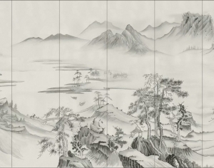 中式背景墙山水画-ID:5364917