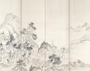 中式背景墙山水画-ID:5364918