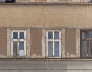 破旧建筑涂料砖墙玻璃外观-ID:5381605