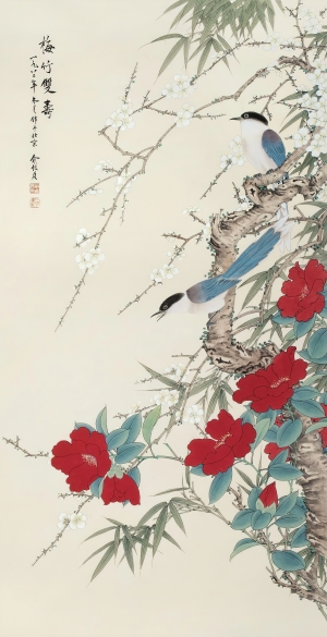 新中式工笔花鸟画-ID:668211944
