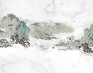 新中式山水装饰画3D模型