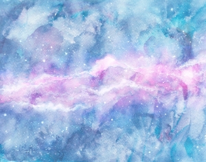 唯美水彩星空壁纸装饰画-ID:910433055