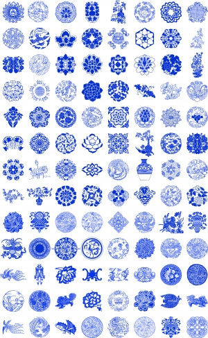 古代青花瓷图案花纹中国风图案-ID:777179968