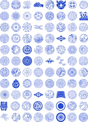 古代青花瓷图案花纹中国风图案-ID:721273909