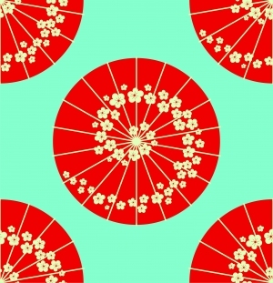 传统花样图案日式日本和风仙鹤松树鲤鱼波纹印花-ID:5258770