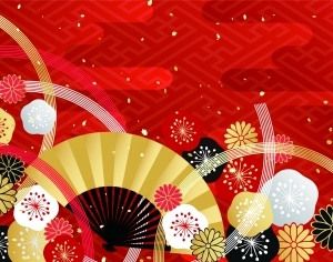 传统花样图案日式日本和风仙鹤松树鲤鱼波纹印花-ID:5258774