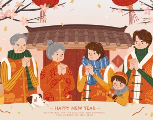 中国风新年除夕宣传海报背景-ID:394527914