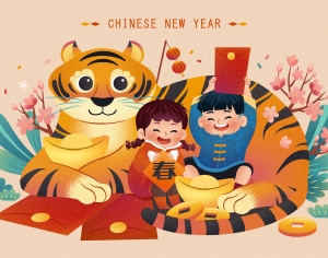 中国风新年除夕宣传海报背景-ID:906128884