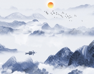 中国风意境水墨山水画中式壁纸-ID:304799196
