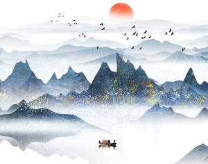 中国风意境水墨山水画中式壁纸-ID:403904915