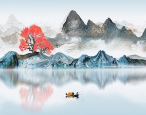 中国风意境水墨山水画中式壁纸-ID:506083974