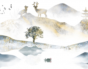 中国风意境水墨山水画中式壁纸-ID:373924974