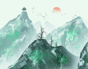 中国风意境水墨山水画中式壁纸-ID:561105015