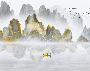中国风意境水墨山水画中式壁纸-ID:955769068
